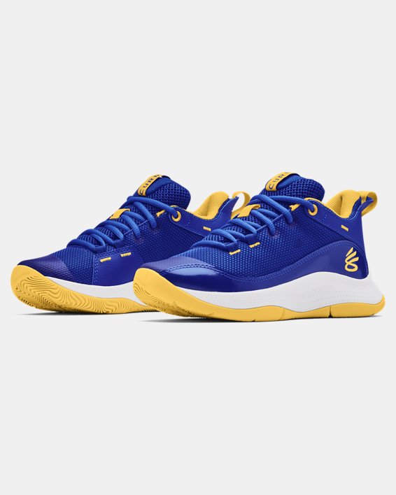 NEW Under Armour Steph Curry Boy Youth Basketball Shoes Blue Yellow Sz 6Y $85 